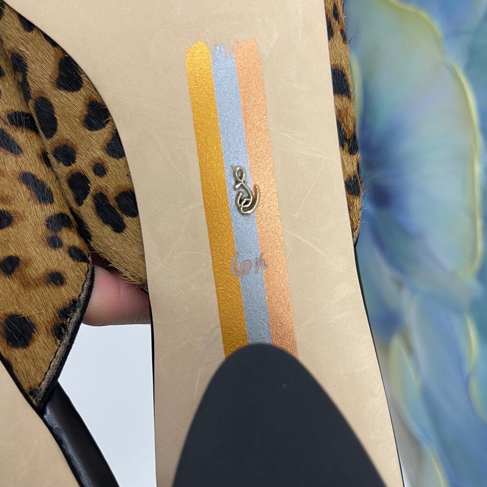 New Sam EdelmanWomen's Ollie Square Toe Mule In Tan Leopard Print Size 6.5 - Picture 11 of 12